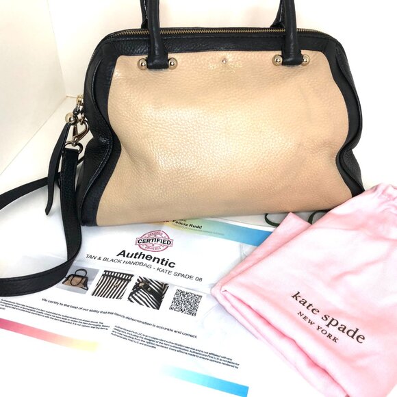 Kate Spade Charles Street Brantley Satchel Bag Black and Tan Leather Authentic - Picture 3 of 16